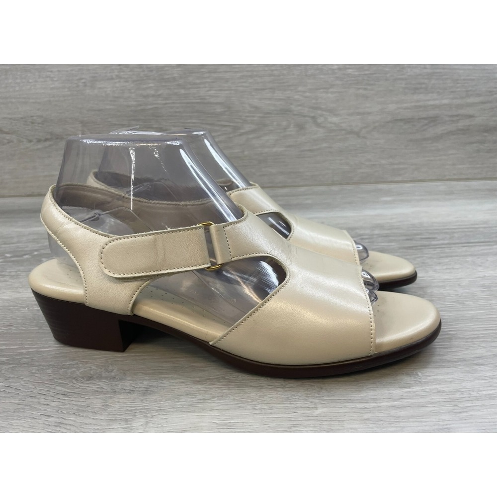 SAS Suntime Women's‎ Heel Leather Beige 9 Block Strap Casual Comfort Shoes